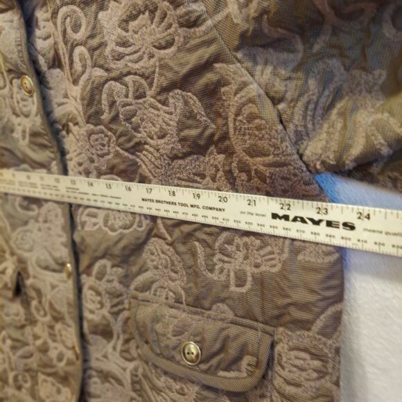 FOCUS Womans XL Gray Jacket Embossed Grandmacore Barn Flannel Lined - Picture 10 of 13
